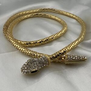 Serpentine serpent Gold Snake Bracelet with Crystal Accents